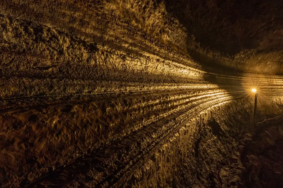 Lava-flow textures on the wall of Manjanggul Lava Tube